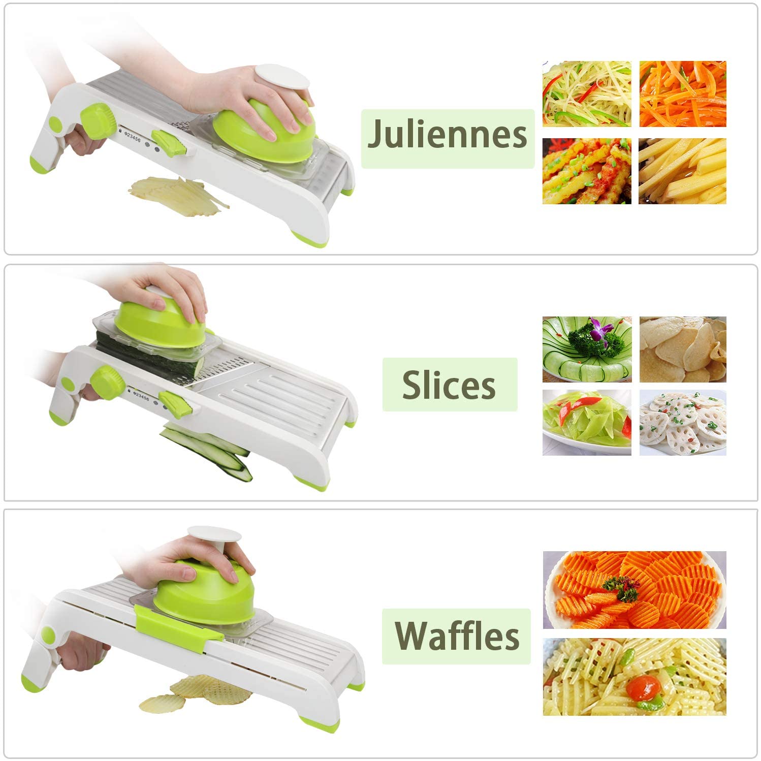 Upgraded home multi-functional vegetable cutter, stainless steel slicing wonder, adjustable grilling, slicing and flower cutting wonder detail image 10
