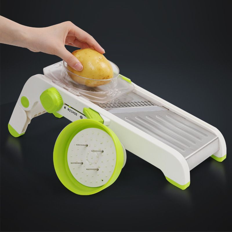 Upgraded home multi-functional vegetable cutter, stainless steel slicing wonder, adjustable grilling, slicing and flower cutting wonder detail image 6