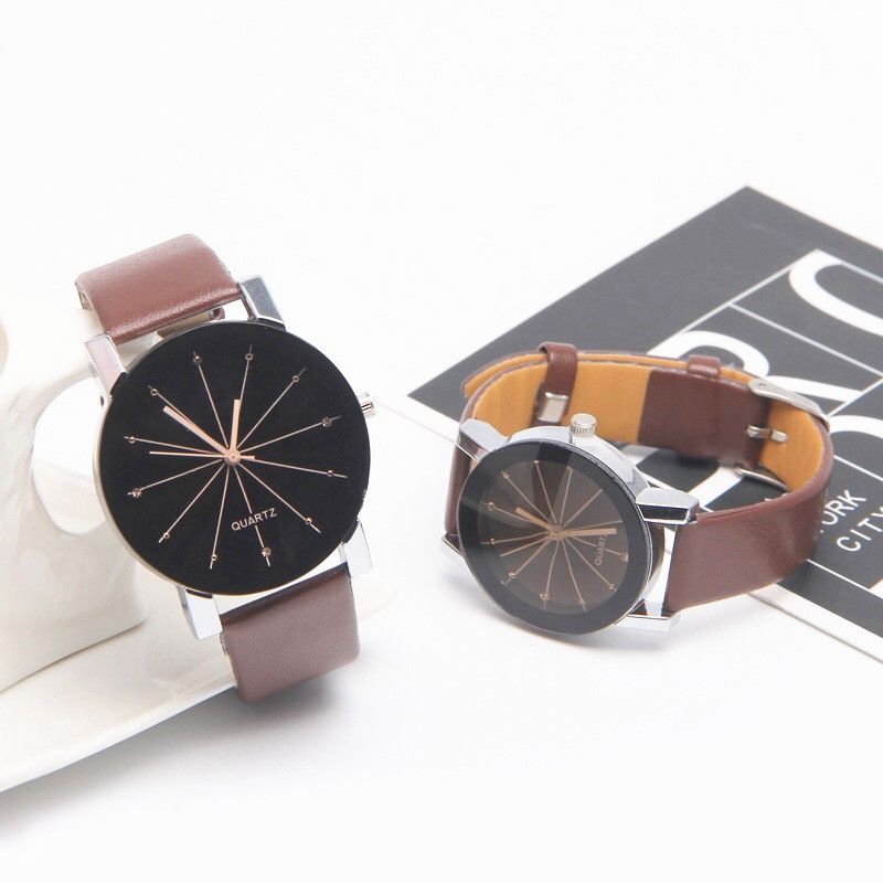 Factory wholesale: Popular Korean-style fashionable student couple watches on AliExpress, pointed-top tea-colored glass leather strap watches for women detail image 6