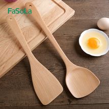 Fasola榉木长柄木铲勺子无漆木勺厨房用具汤勺实木锅