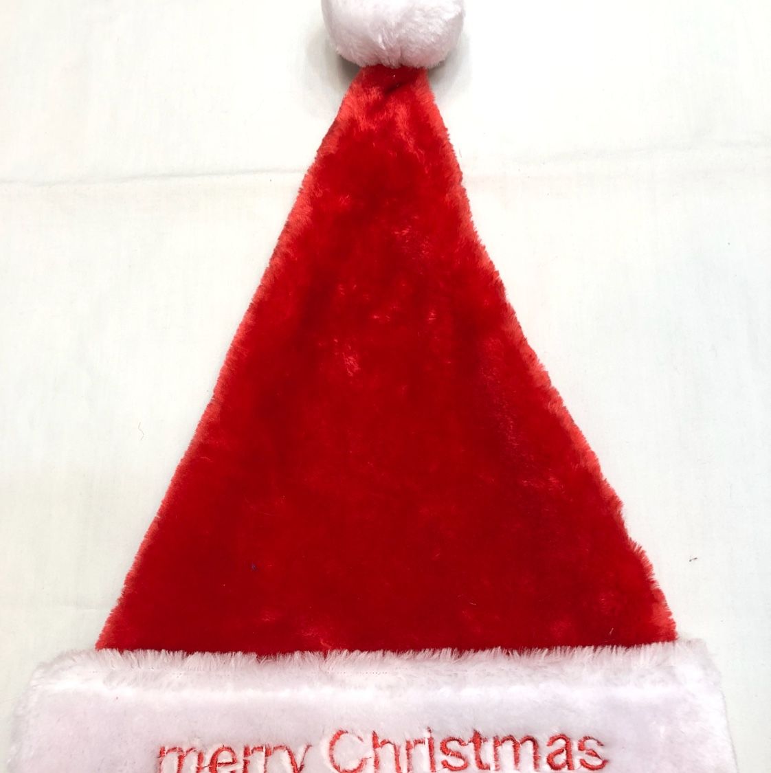 A high-end and luxurious plush embroidered Christmas hat detail image 1