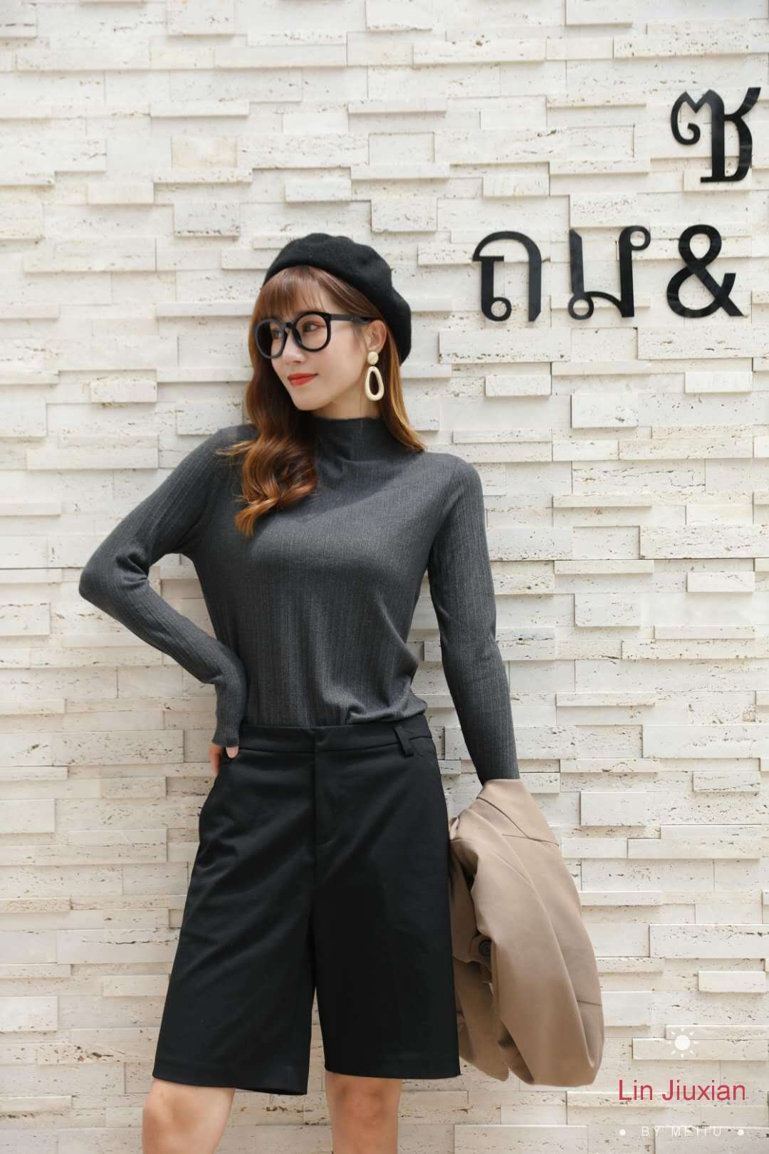 带木耳边毛衣2020秋冬新款修身半高领木耳边针织衫长袖纯棉女装详情图4