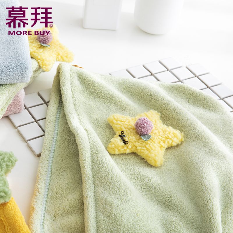 Yiwu Quality Hanging children's hand towels, Coral fleece square towels, household kitchen and bathroom absorbent -4118/42025 Item Picture