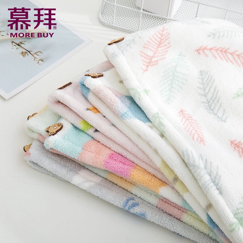 Yiwu Quality Dry Hair Cap, Women's Coral Fleece, Absorbent, Quick-drying, Soft Fiber Shower Cap, Dry Hair Towel -1604/42025 Application Scenario