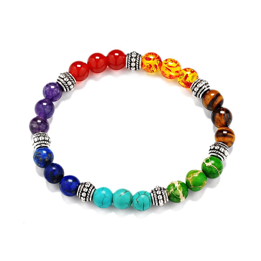 Natural optimized stone amethyst agate tiger stone prayer bead bracelet CHAKRA Seven Chakras Yoga Energy Stone bracelet