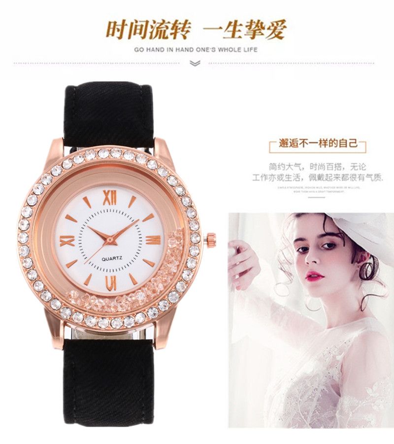 Wish爆款流动水晶腕表韩版时尚滚珠水钻石英表女厂家直销学生手表详情图7