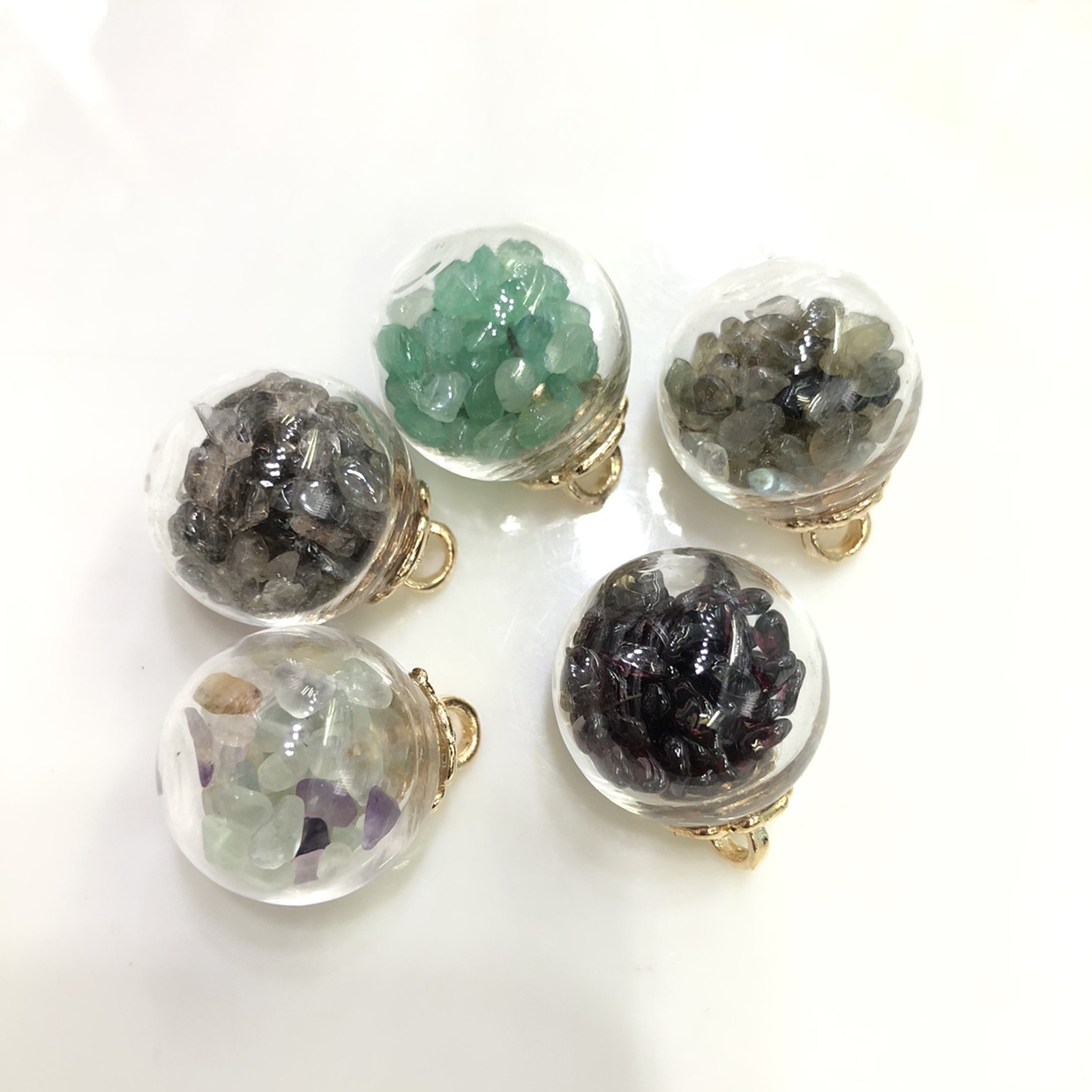 Natural raw stone 2cm glass ball pendant thumbnail