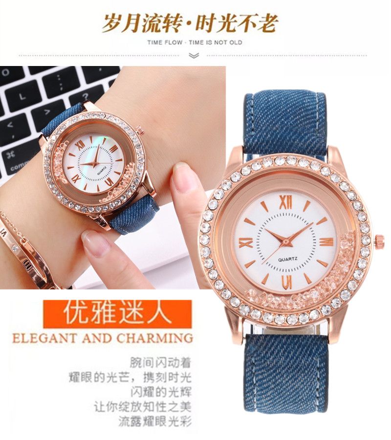 Wish爆款流动水晶腕表韩版时尚滚珠水钻石英表女厂家直销学生手表详情图4