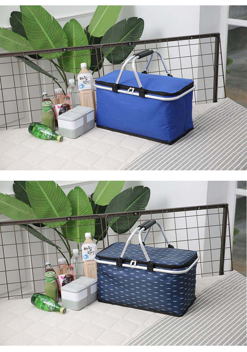 SANNE outdoor picnic hand-held Oxford cloth insulated bag, single-shoulder ice pack, student lunch box bag, folding insulated bag detail image 10