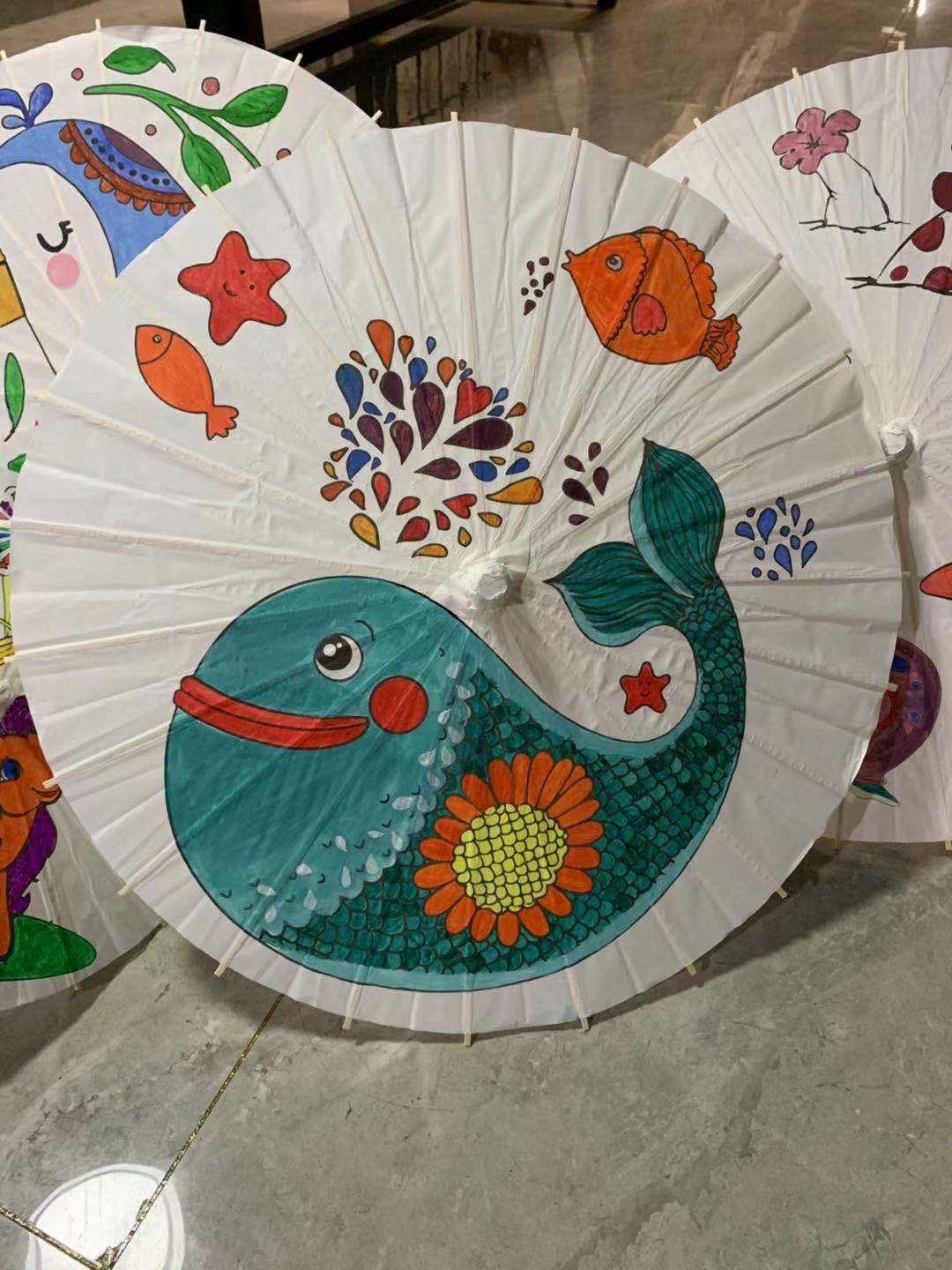 630线稿伞diy幼教绘画涂鸦纸伞儿童工艺伞详情图2