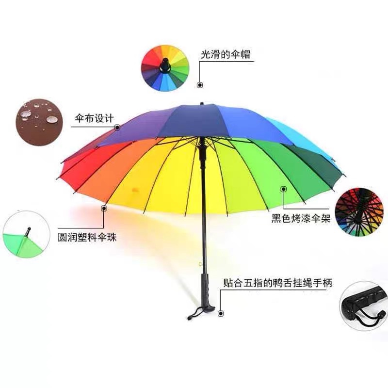 16k彩虹伞 直柄伞 广告伞详情图1