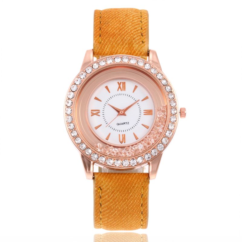 Wish爆款流动水晶腕表韩版时尚滚珠水钻石英表女厂家直销学生手表细节图