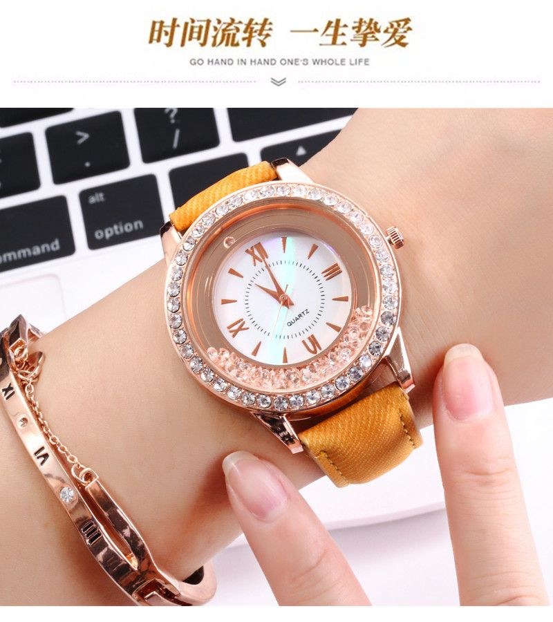 Wish爆款流动水晶腕表韩版时尚滚珠水钻石英表女厂家直销学生手表详情图9