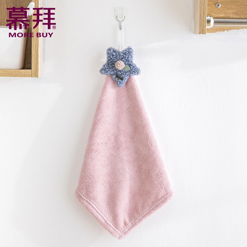 Yiwu Quality Hanging children's hand towels, Coral fleece square towels, household kitchen and bathroom absorbent -4118/42025 Specification image
