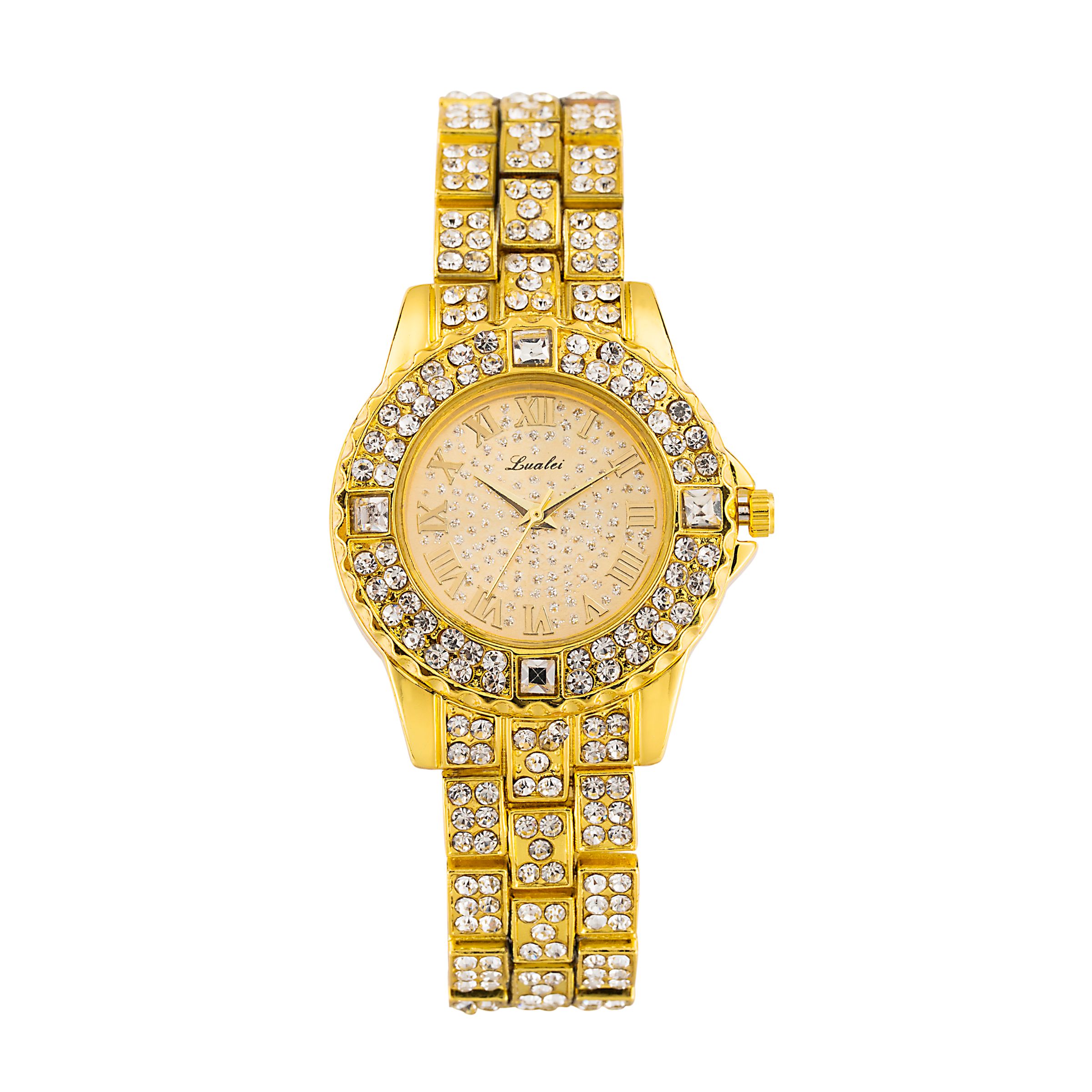 LAZADA爆款跨境外贸时尚女士手表镶钻合金手链表满天星女士石英表详情图2