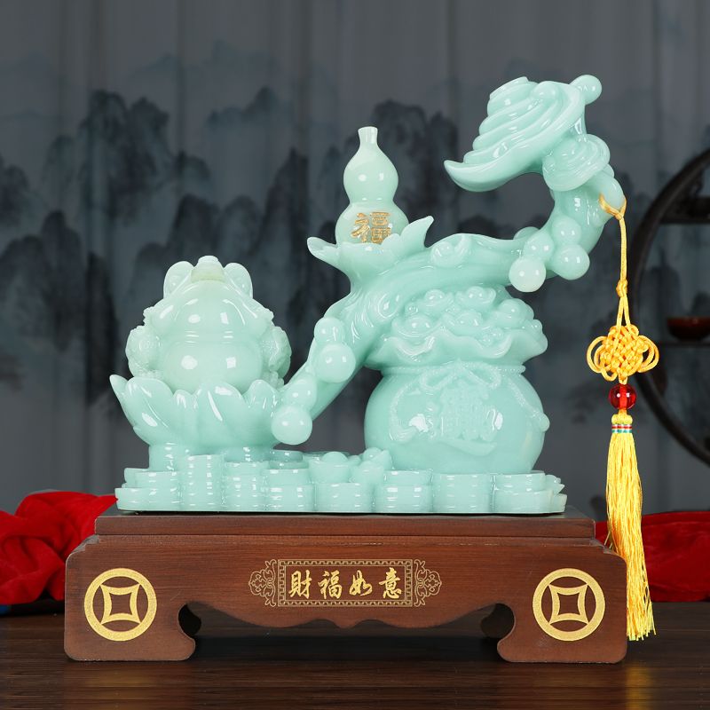 Jade ruyi ornaments, living room wine cabinet, TV cabinet, antique display stand, decorative handicrafts, housewarming gifts