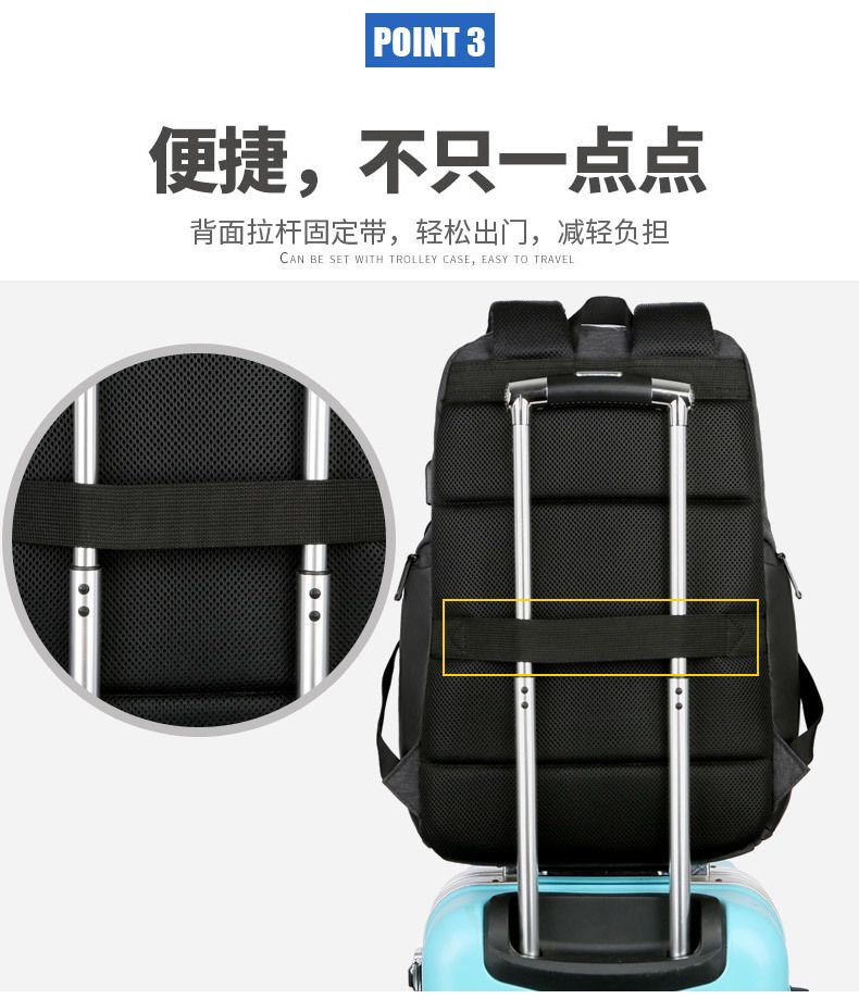 新款反光透气多功能USB耳机孔商务男士笔记本电脑包！详情图8