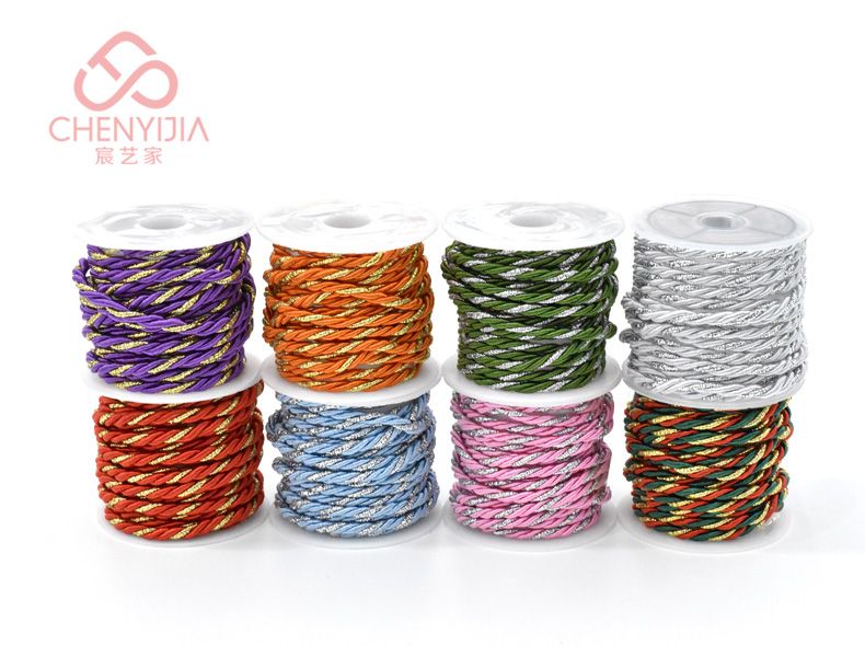 Color and gold braided pendant bracelet with multi-strand braid is durable and can be customized thumbnail