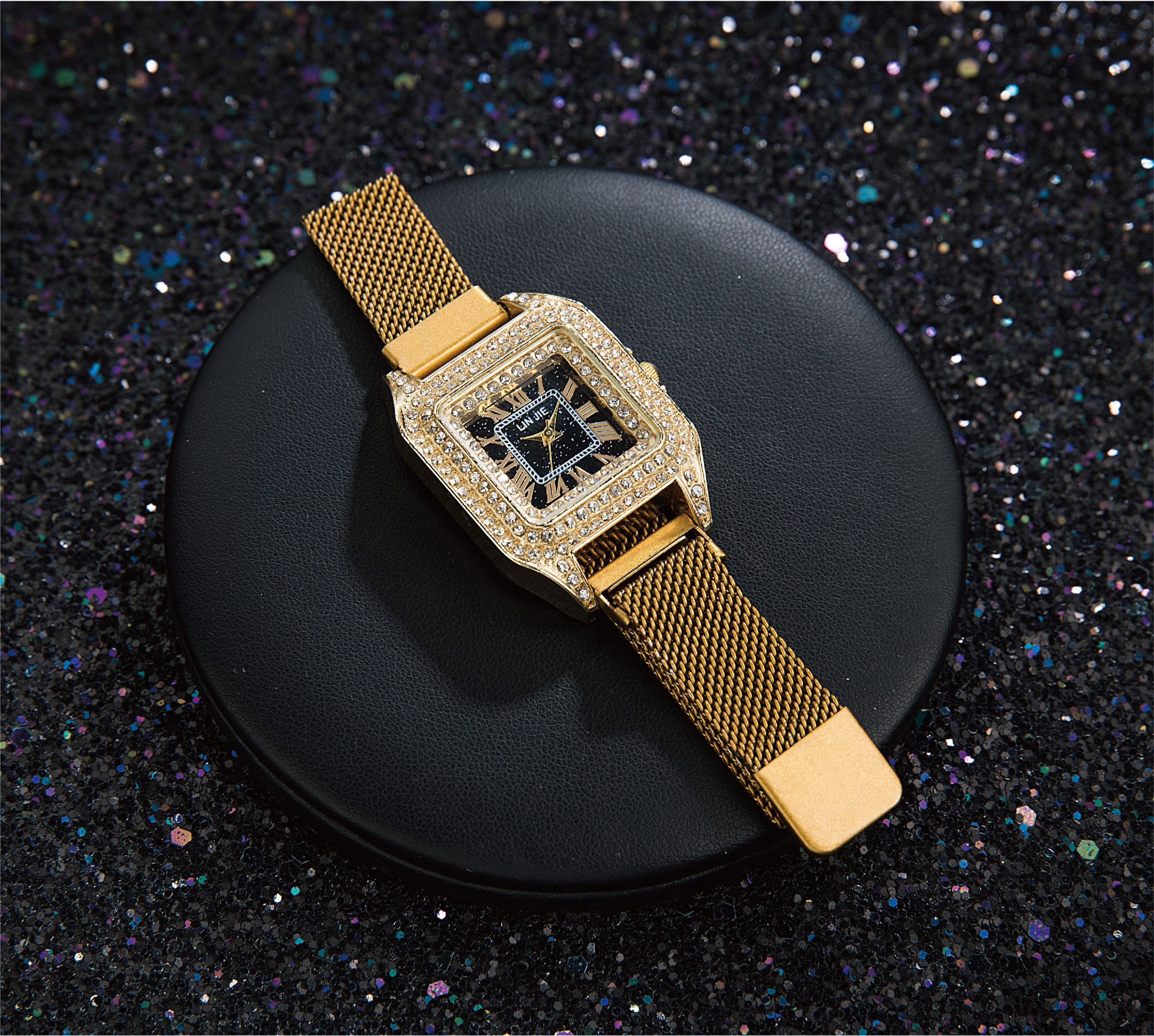 ebay bestseller, wish's popular foreign trade fashion starry sky women's watch, suction stone Milan with square ladies' quartz watch detail image 8