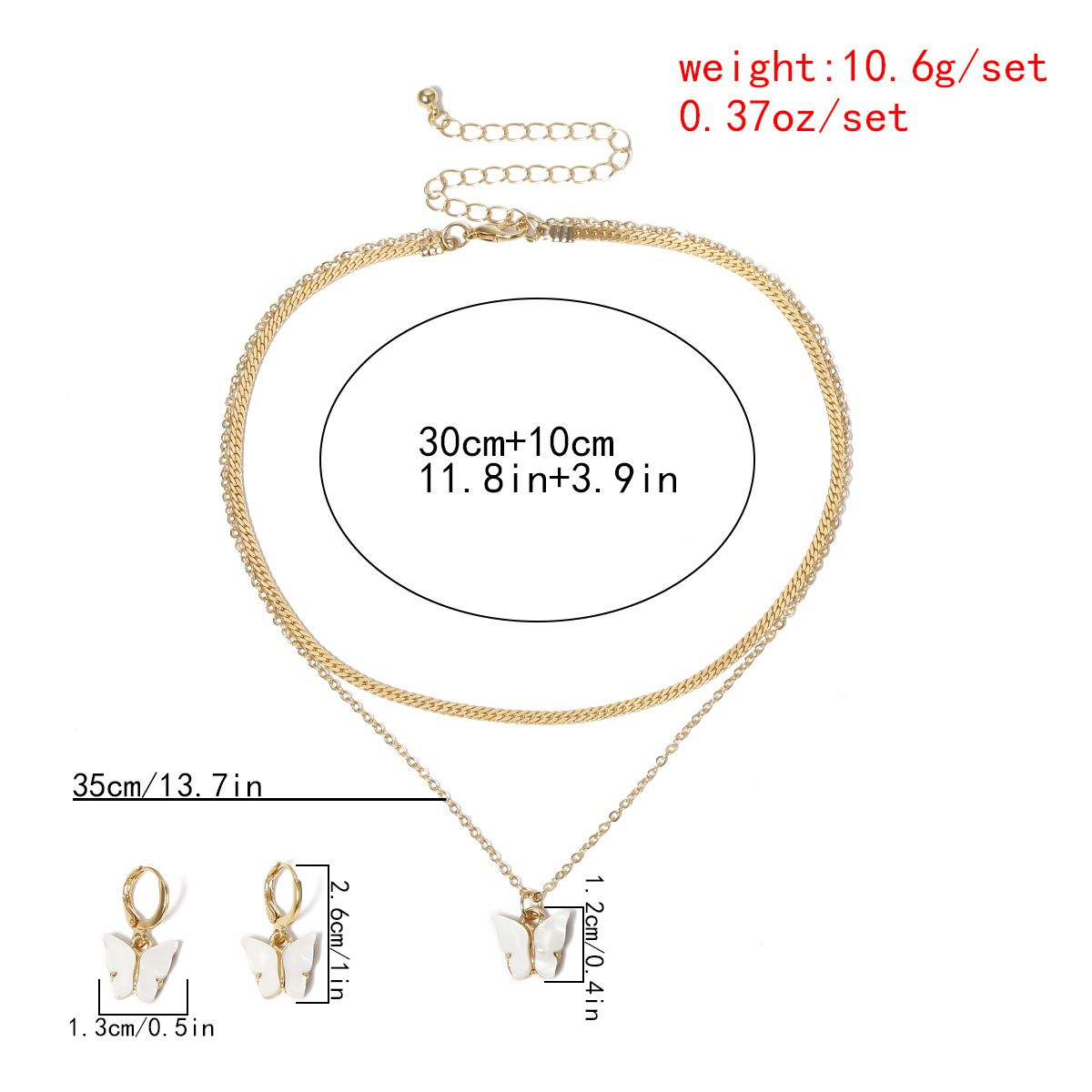 European and American cross-border jewelry, simple ins chain necklace, collarbone chain, super fairy acrylic butterfly necklace set pic 5