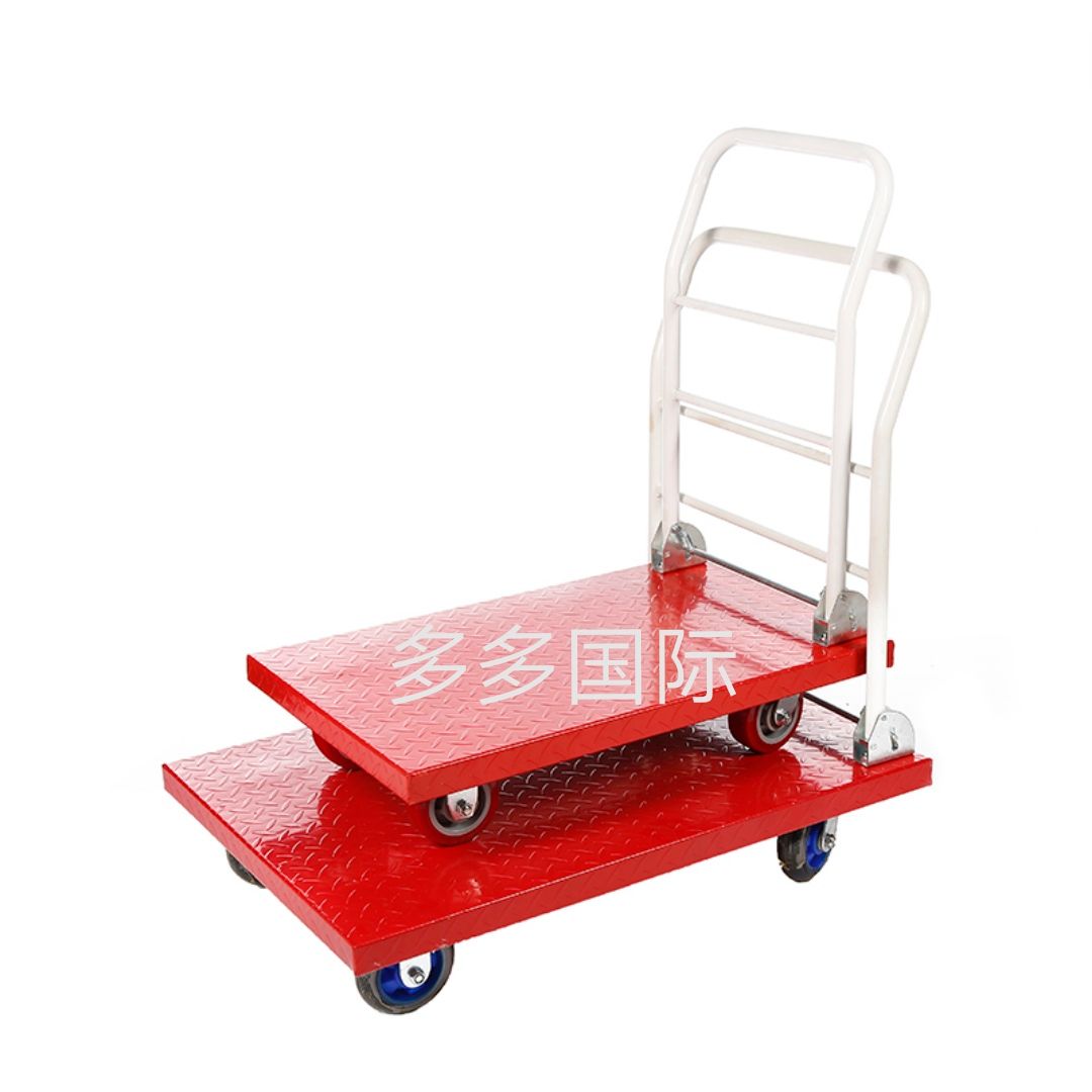 Thickened steel plate flatbed cart, handcart, heavy-duty warehouse handling vehicle, with a load capacity of 500 kilograms detail image 3
