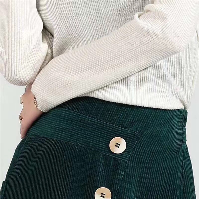 Jimmy Seio 2020 autumn dark green corduroy one-step skirt Specification image
