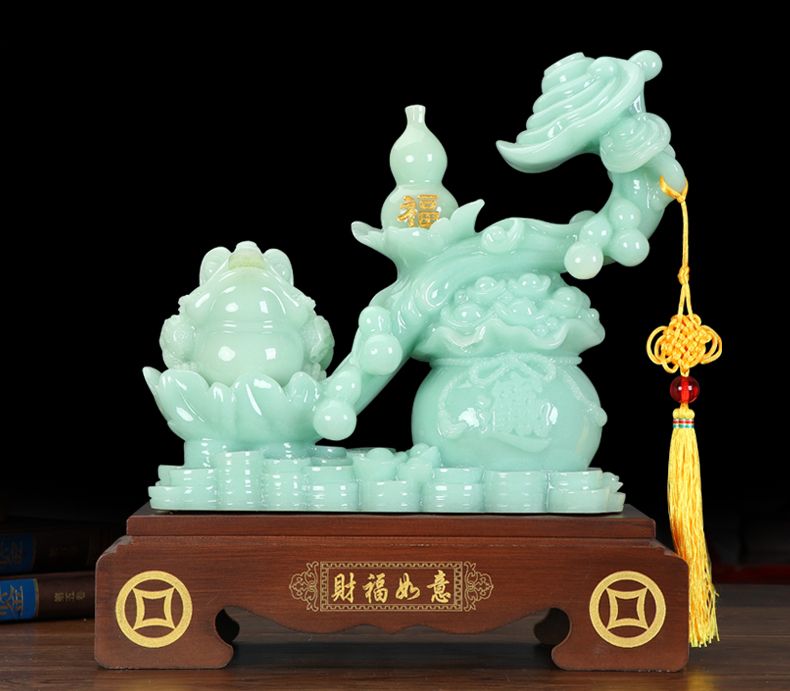 Jade ruyi ornaments, living room wine cabinet, TV cabinet, antique display stand, decorative handicrafts, housewarming gifts detail image 9