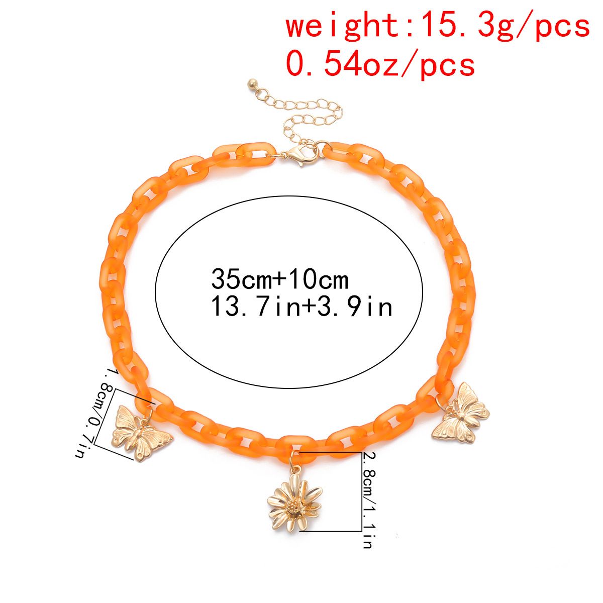 European and American cross-border accessories, hip-hop fashion acrylic chain necklace, simple ins butterfly flower pendant necklace detail image 7