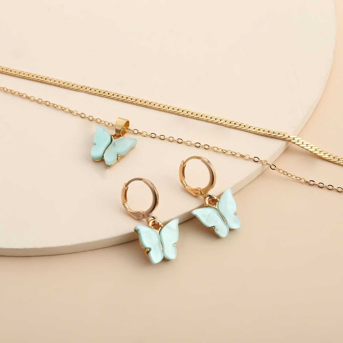 European and American cross-border jewelry, simple ins chain necklace, collarbone chain, super fairy acrylic butterfly necklace set pic 9