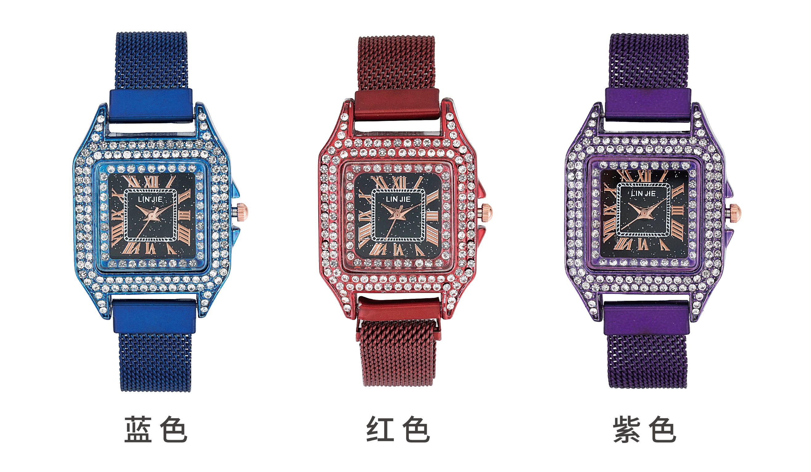 ebay bestseller, wish's popular foreign trade fashion starry sky women's watch, suction stone Milan with square ladies' quartz watch detail image 4