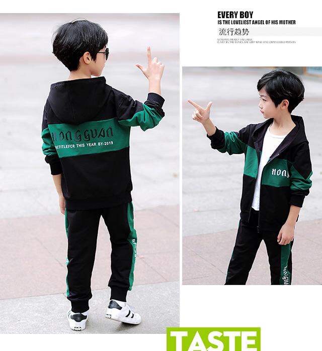 Boys' suit 2020 New children's handsome Korean version children's Mosaic western style coat sports letters two-piece set Application Scenario
