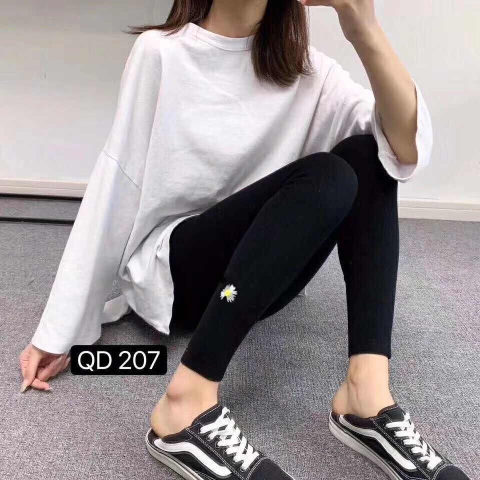 New Daisy pattern pants, spring style, large flower breathable women's style, trendy cotton spiral base, single layer details Picture