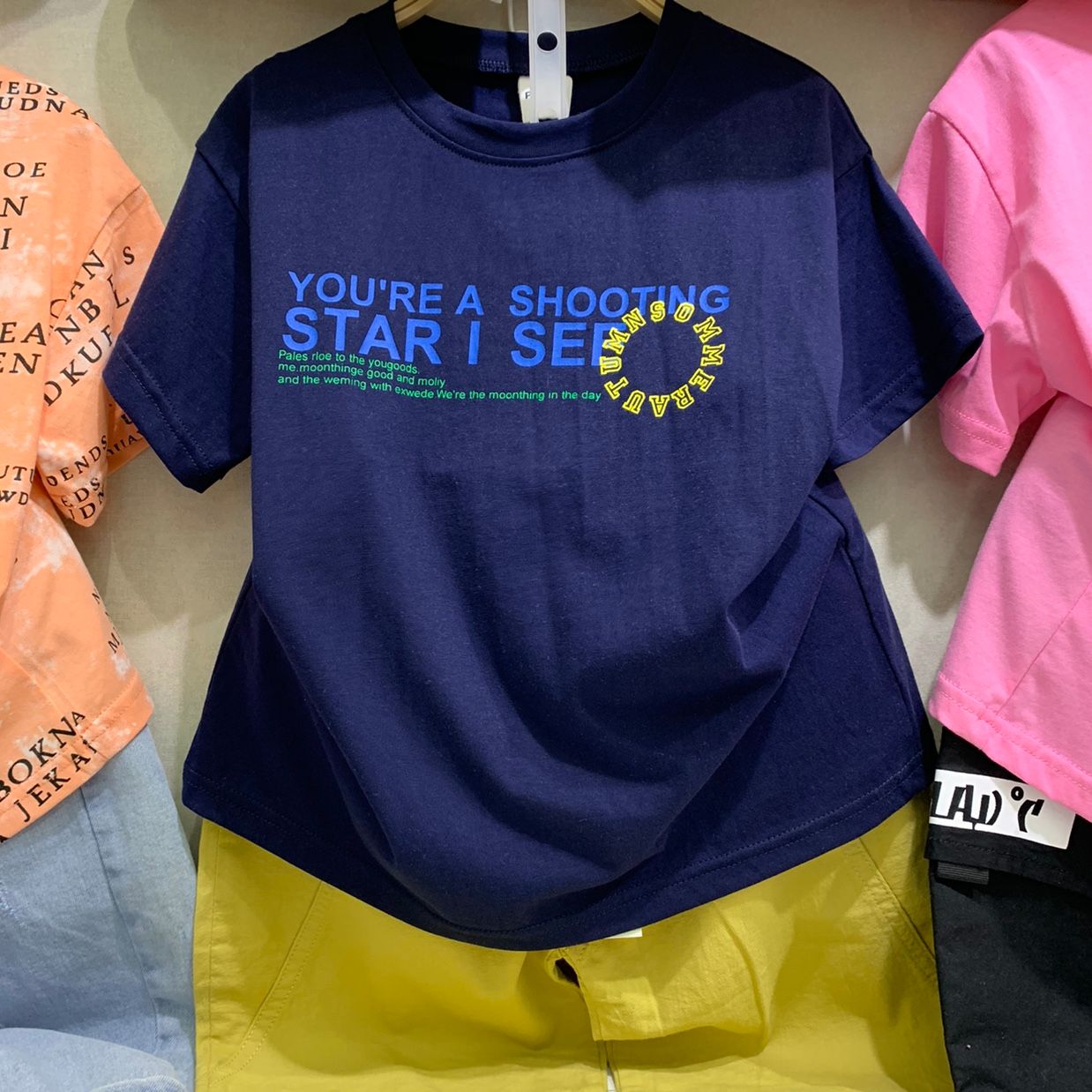 Korean-style solid-color short-sleeved suit detail image 5