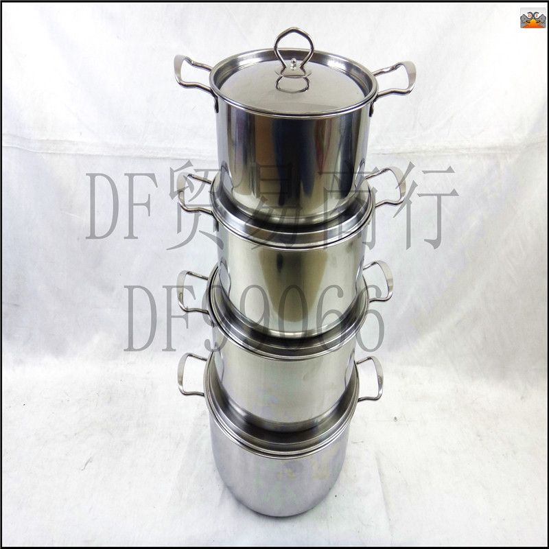 DF99066 Korean solid ear four-piece set of pot Foreign trade stainless steel pot set in Southeast Asia hot Korean 10-piece set of soup pot DF TRADING HOUSE