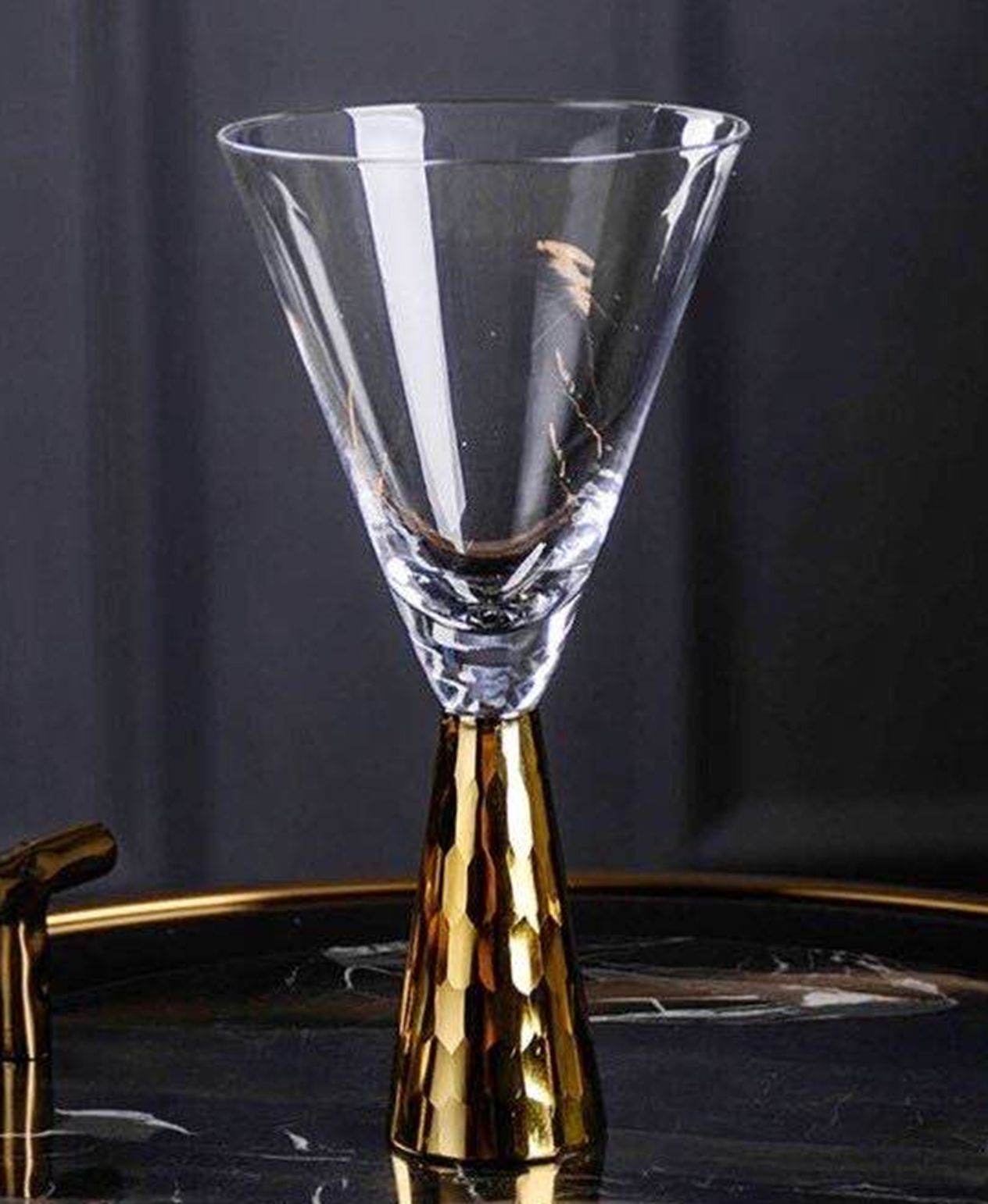 Yiwu good fish scale gold crystal wine glass /66308