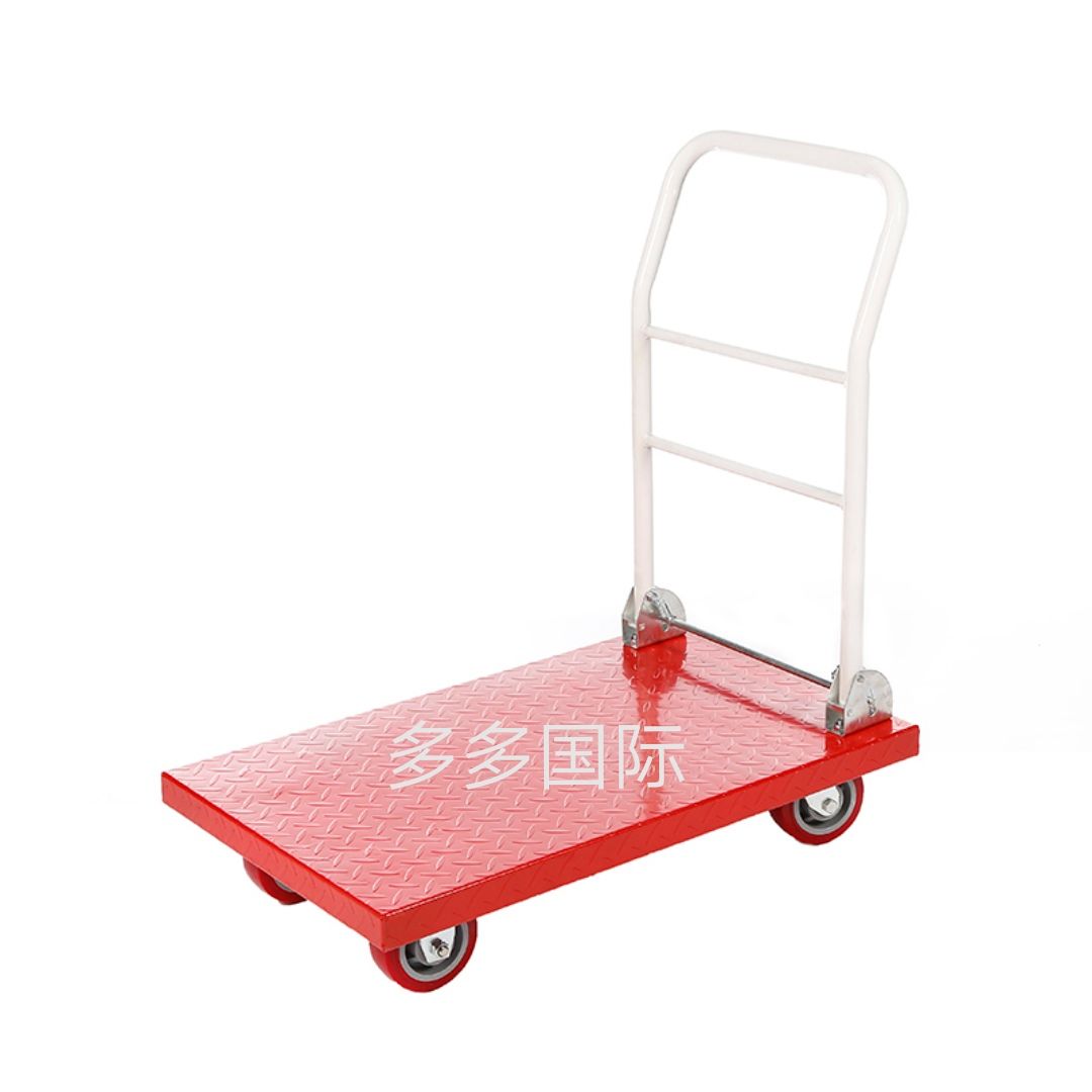 Thickened steel plate flatbed cart, handcart, heavy-duty warehouse handling vehicle, with a load capacity of 500 kilograms detail image 1