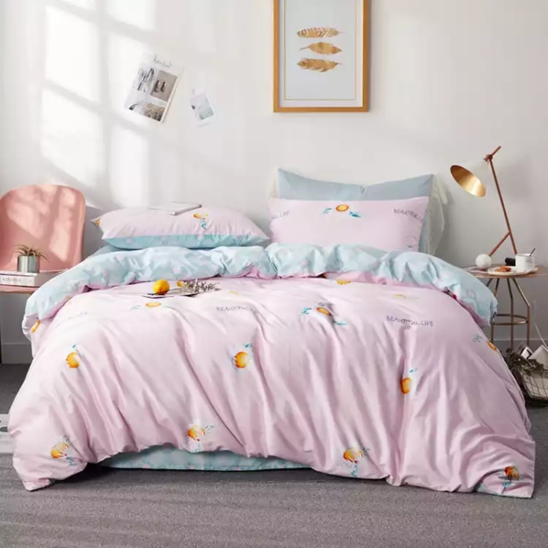 粉蓝纯棉四件套