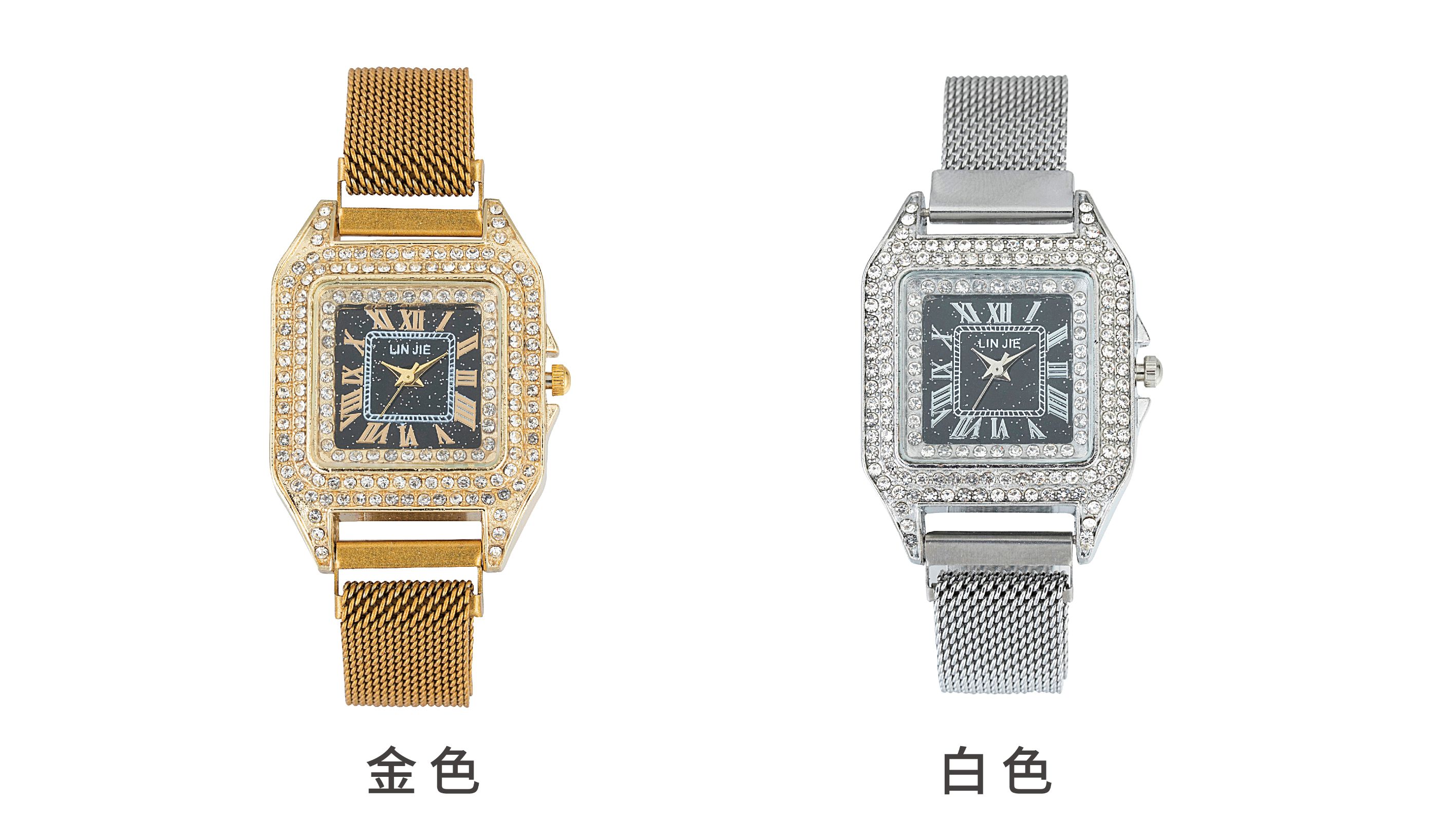 ebay bestseller, wish's popular foreign trade fashion starry sky women's watch, suction stone Milan with square ladies' quartz watch detail image 2