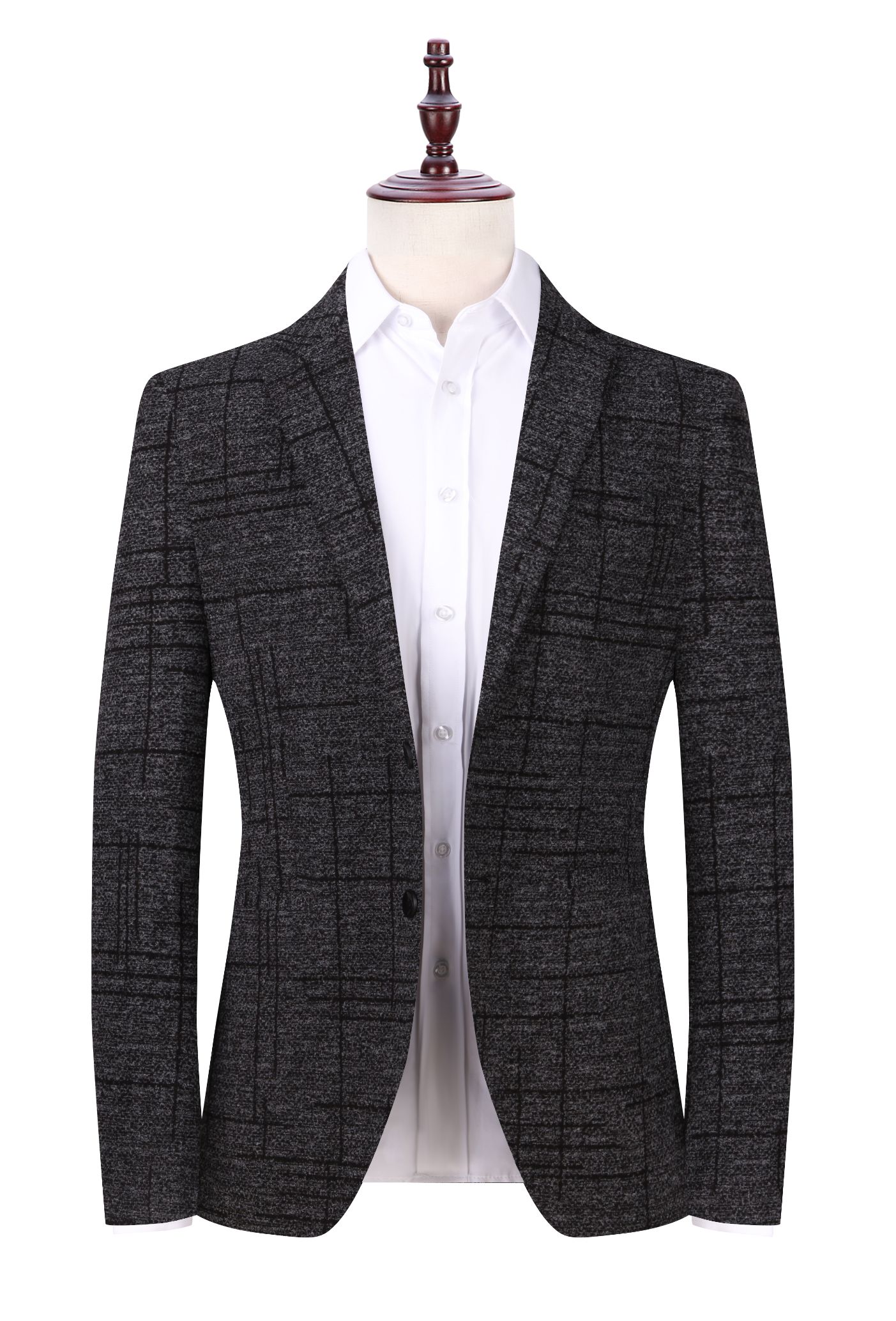 Suit man Autumn winter check men's small suit middle-aged slim coat Korean version of men's suit