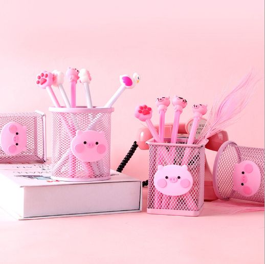Japanese cartoon small fresh pink pen container cute students desktop storage finishing office supplies stationery storage container