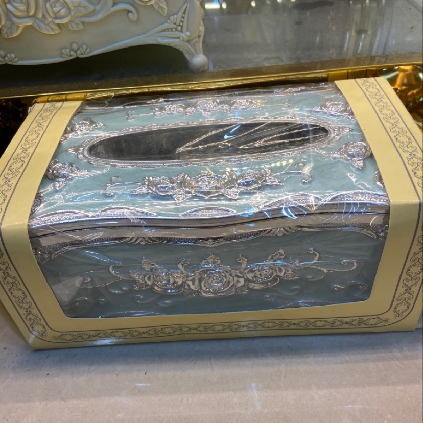 绿色银边玫瑰宫廷欧式风格纸巾盒餐巾纸盒多色批发