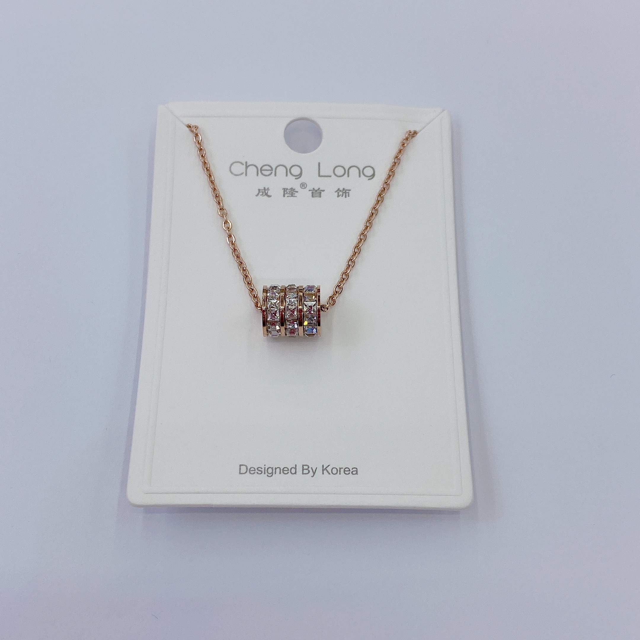 Chenglong Jewelry Titanium Steel Three-row Zircon Waist Necklace, non-fading C0715-50 Specification image
