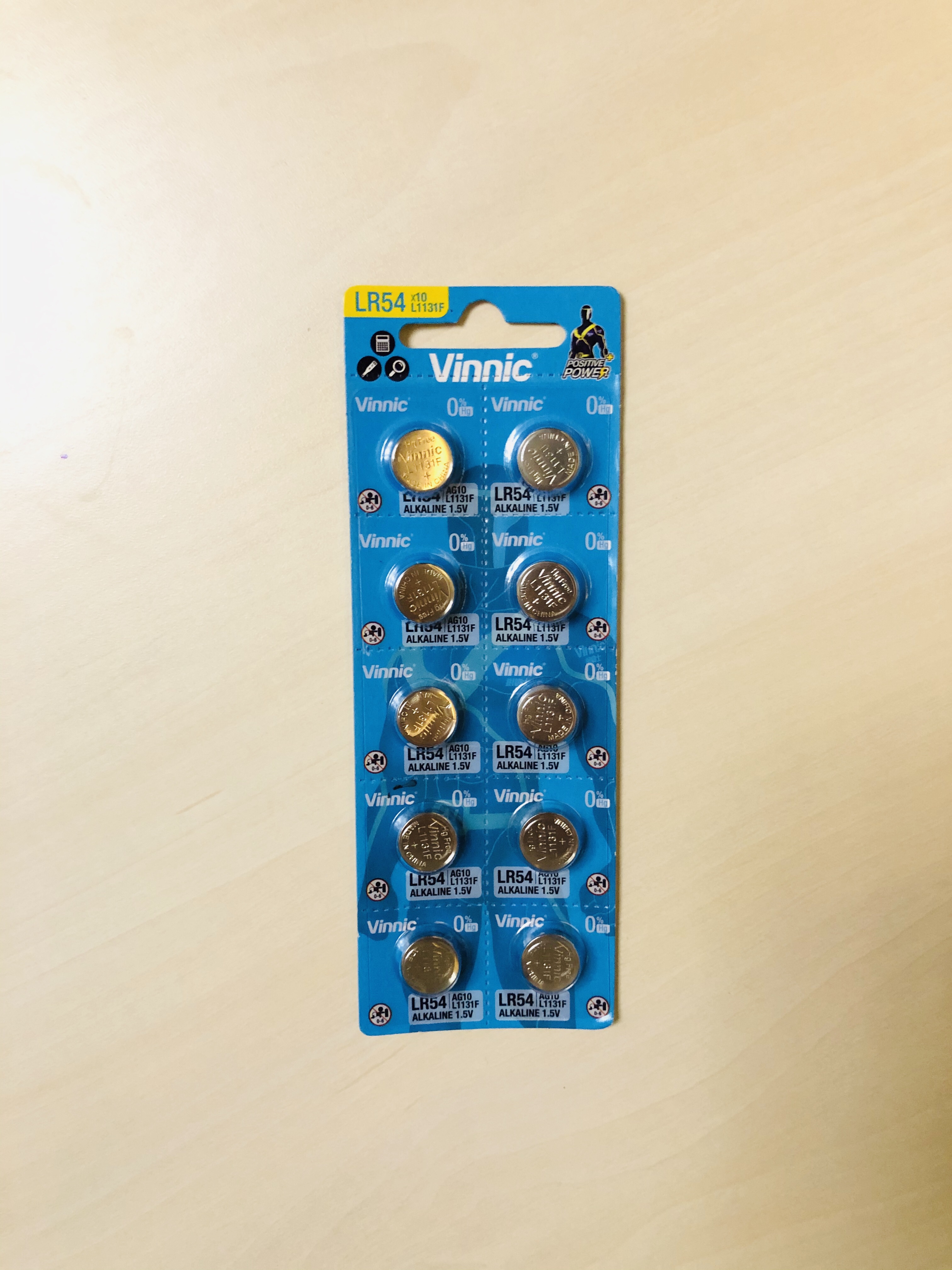 VINNIC Silver Warrior alkaline Button Battery AG10, L1131F detail image 1