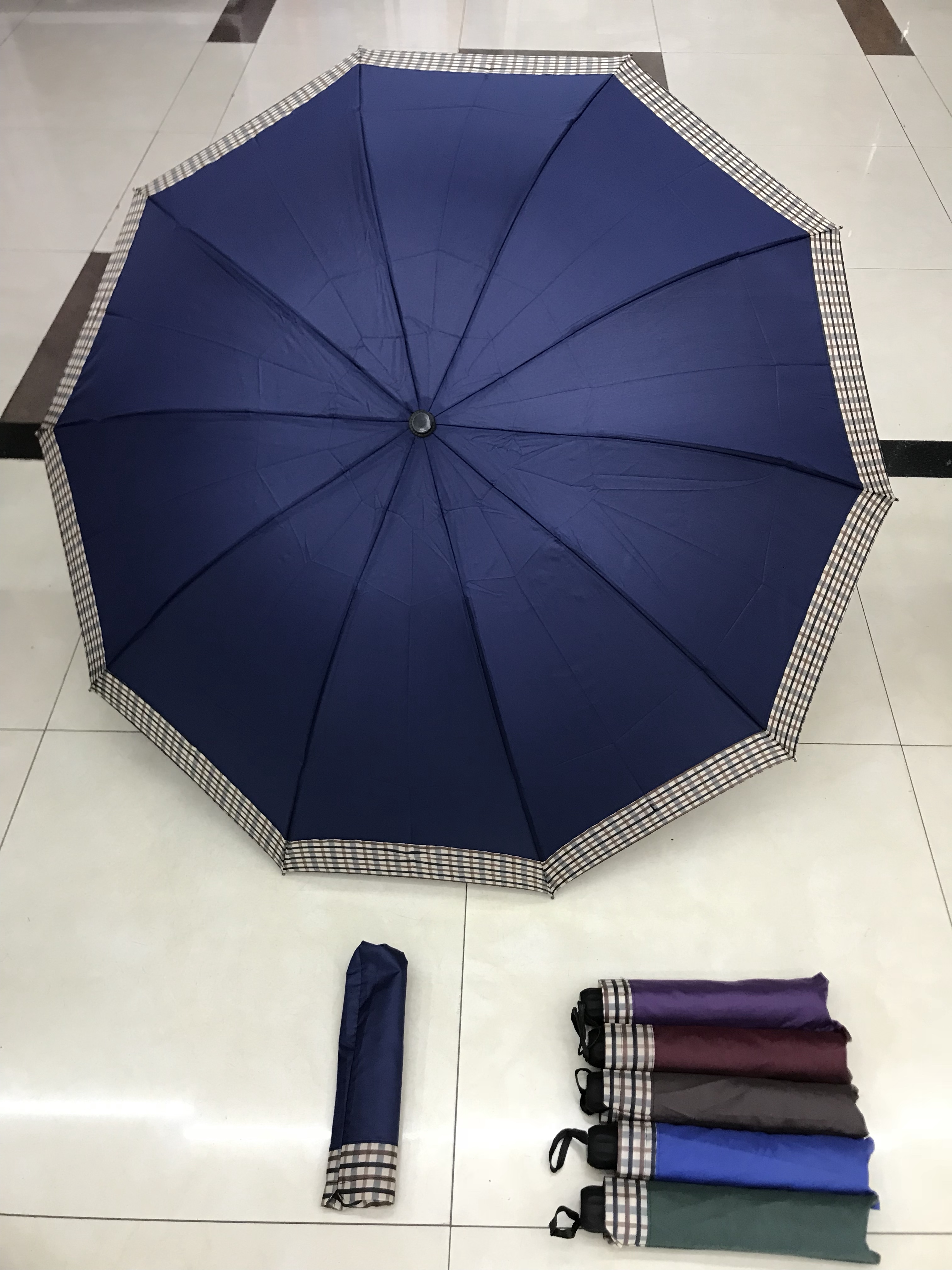 New hand-opened large 10-bone three-fold edge umbrella for all-weather weather Specification image