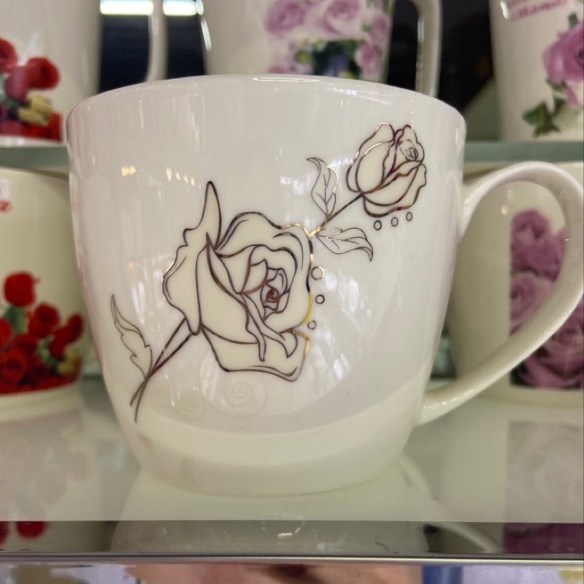 Pure White Cup Apricot One Flower Type Ceramic Roast Flower Coffee Cup Milk Cup Multi-Color Optional