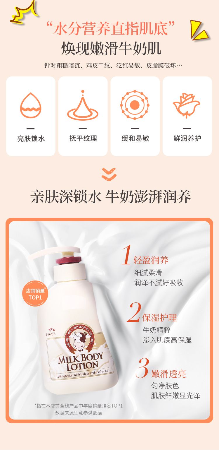 Korean Suowang Milk Body Wash for Moisturizing, hydrating and skin care 500ml detail image 3
