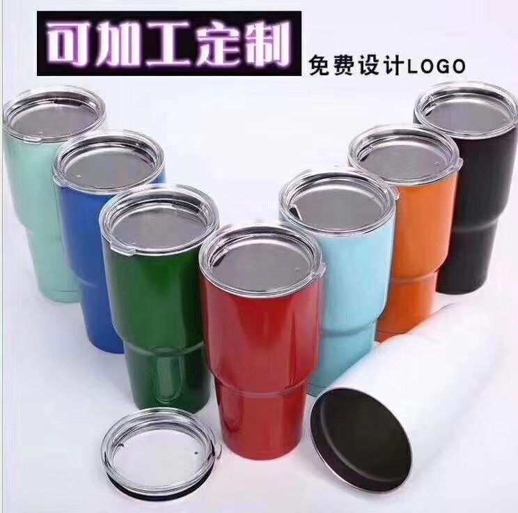 304双层不锈钢保温冰霸杯内喷陶瓷30OZ保冷车载汽车保冰杯冰酷杯304 double layer stainless steel ice cup with ceramic 30oz inside
