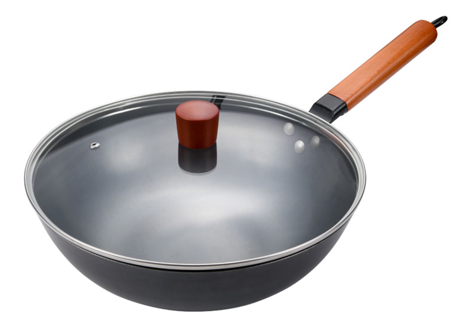 Yiwu Selection 30cm stainless cast iron wok (with lid)/YK