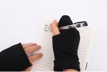 Pure black flat fingertip gloves winter warm gloves for men and women outdoor cycling youth cotton gloves