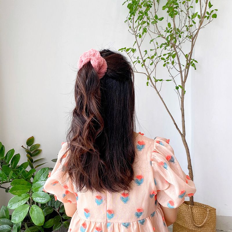 New autumn and winter furry ladies' hair band headwear, Japanese and Korean girlish rabbit hair large intestine hair band, colorful hair band detail image 3
